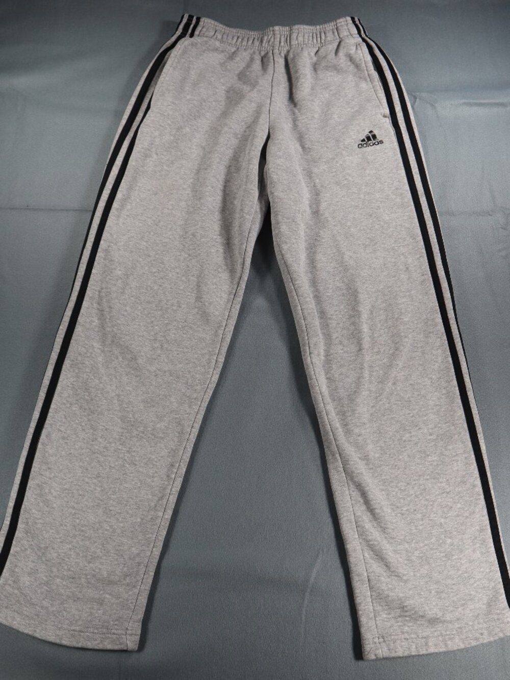 Adidas Essentials 3-Stripes Open Hem Fleece Sweatpants - Grey/Black Men's Small